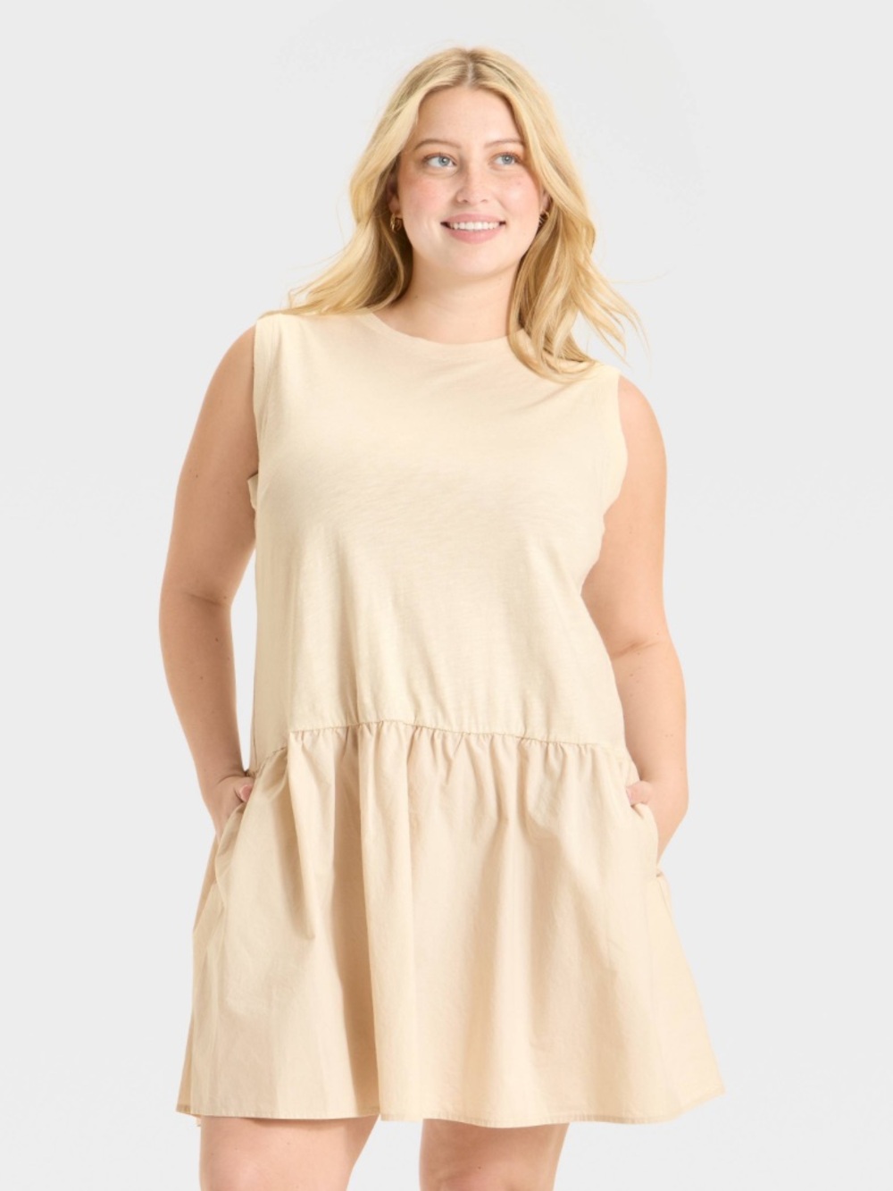 Universal Thread Cream Sleeveless Mini Shift Dress